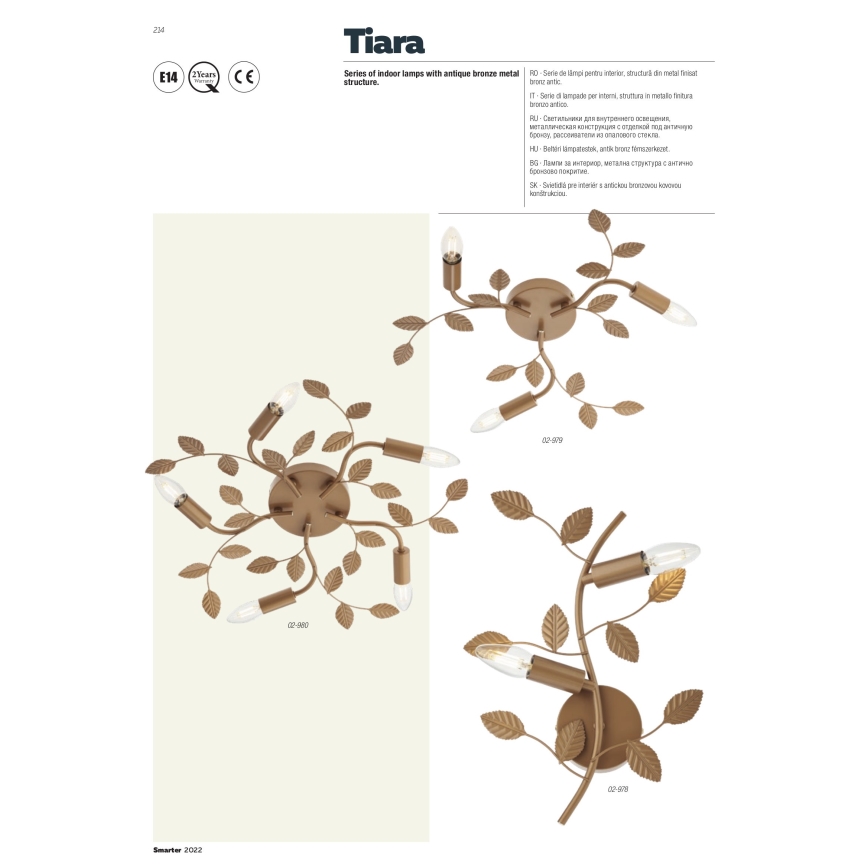 Redo 02-980 - Lampadario a plafone TIARA 5xE14/28W/230V