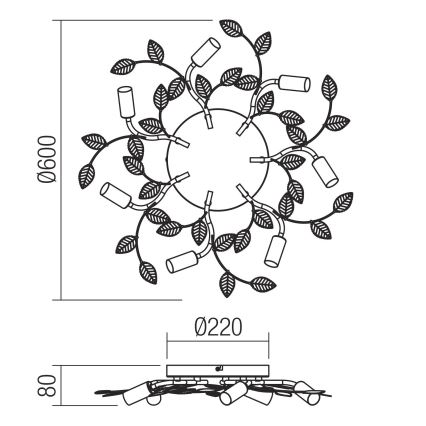 Redo 02-981 - Lampadario a plafone TIARA 7xE14/28W/230V