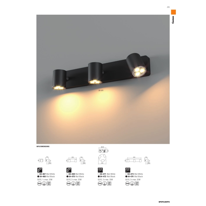 Redo 04-467 - Spot CAMEO 1xGU10/35W/230V blanc