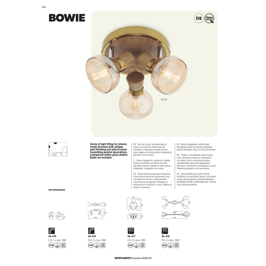 Redo 04-476 - Luce Spot BOWIE 2xE14/28W/230V
