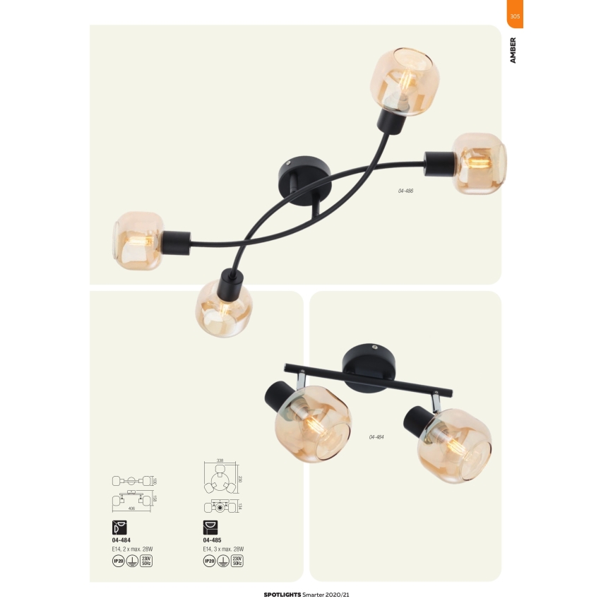 Redo 04-486 - Luce Spot AMBER 4xE14/28W/230V