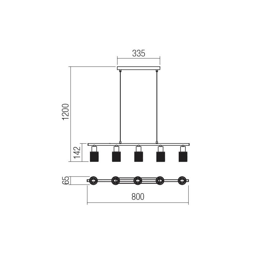 Redo 04-509 - Hängeleuchte am Kabel VERTIGO 5xE14/28W/230V glänzender Chrom/weiß