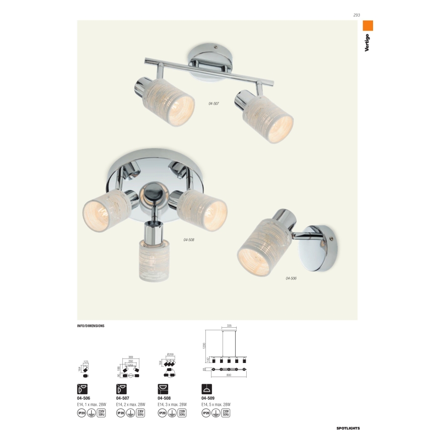 Redo 04-509 - Lampadario sospeso a cavo VERTIGO 5xE14/28W/230V cromo lucido/bianco