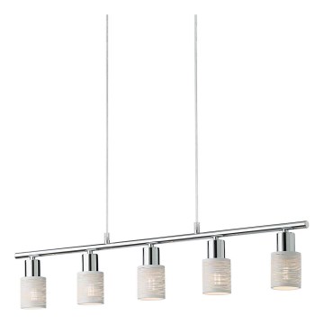 Redo 04-509 - Suspension sur câble VERTIGO 5xE14/28W/230V chrome brillant/blanc