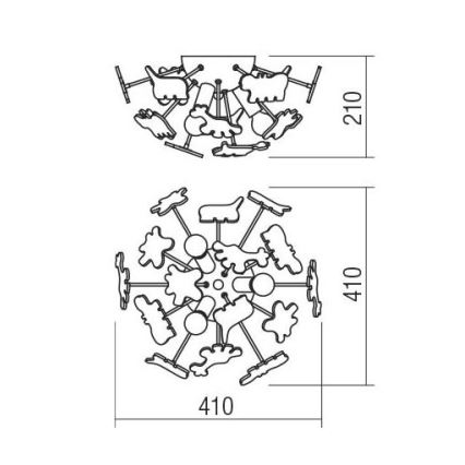 Redo 04-514 - Plafoniera per bambini SAFARI 3xE14/28W/230V Ø 41 cm multicolore