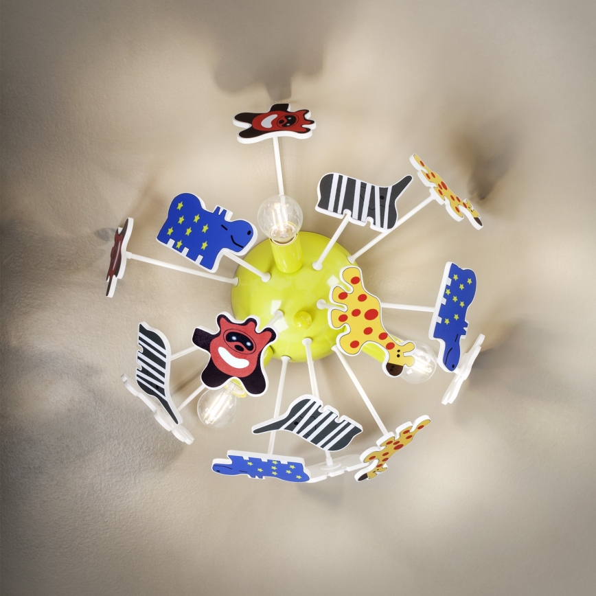 Redo 04-514 - Plafonnier SAFARI pour enfant, 3xE14/28W/230V, Ø 41 cm, multicolore