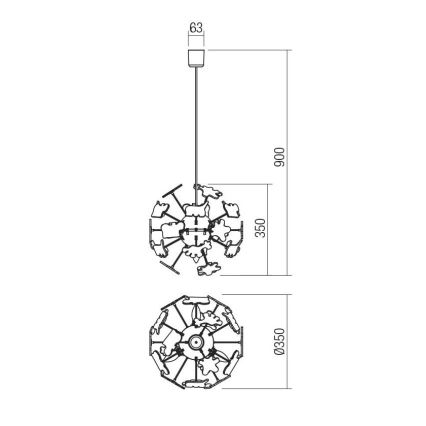 Redo 04-515 - Lampadario a sospensione per bambini SAFARI 4xE14/28W/230V diametro 35 cm colorato
