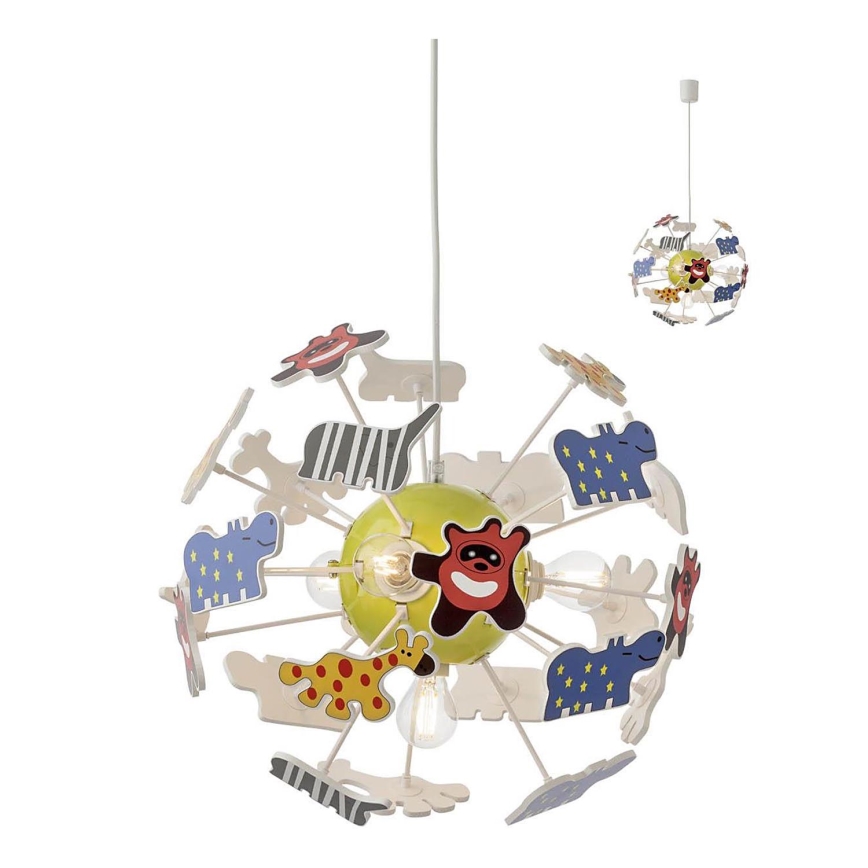 Redo 04-515 - Suspension filaire enfant SAFARI 4xE14/28W/230V d. 35 cm coloré