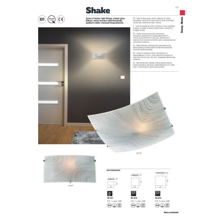 Redo 05-812 - Plafoniera SHAKE 1xE27/42W/230V 29,5x29,5 cm bianca
