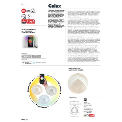 Redo 05-919 - Plafoniera dimmerabile a LED GALAX LED/48W/230V 3000-6500K Wi-Fi Tuya Ø 48 cm bianca + telecomando
