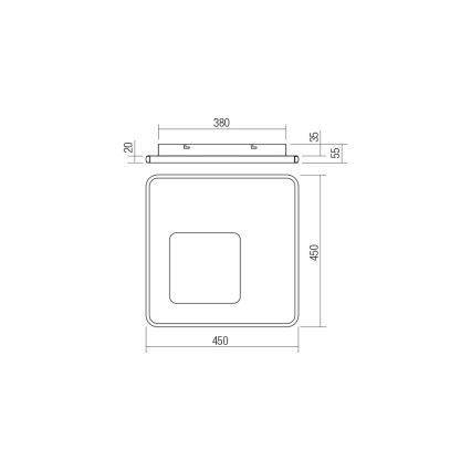 Redo 05-961 - Dimmbare LED-Deckenleuchte SINTESI LED/53W/230V 45x45 cm 3000-6000K + Fernbedienung