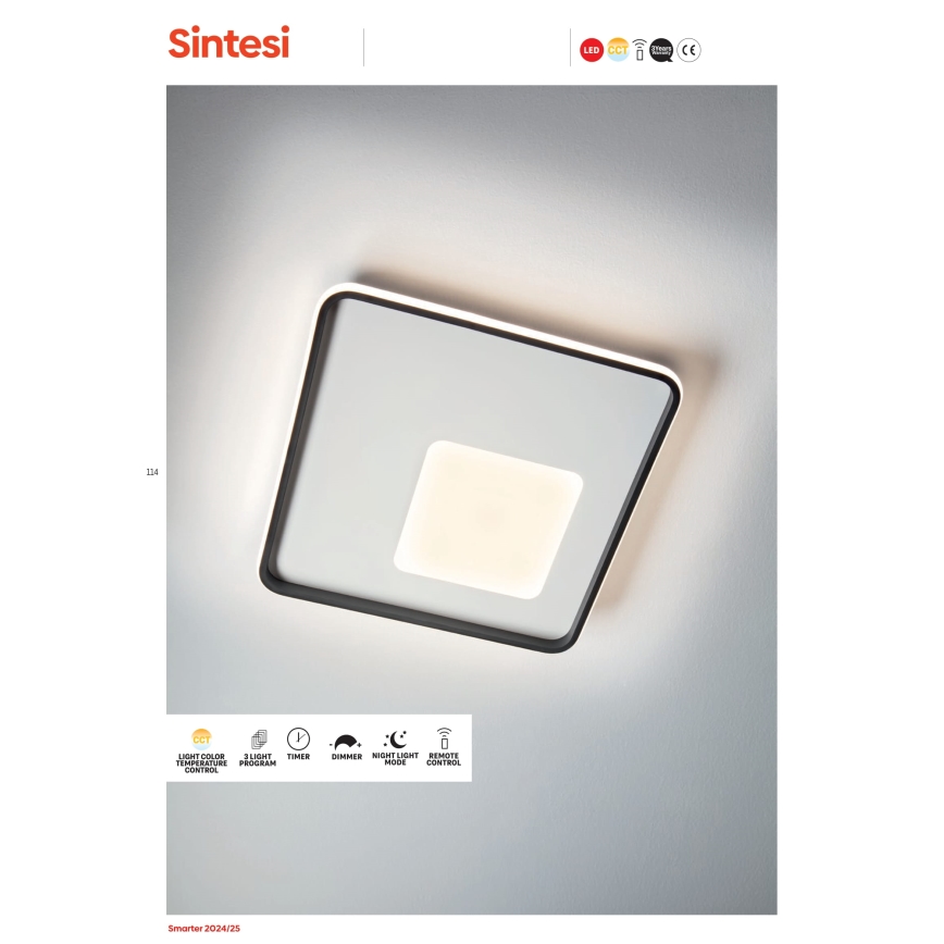 Redo 05-961 - Plafoniera LED dimmerabile SINTESI LED/53W/230V 45x45 cm 3000-6000K + telecomando