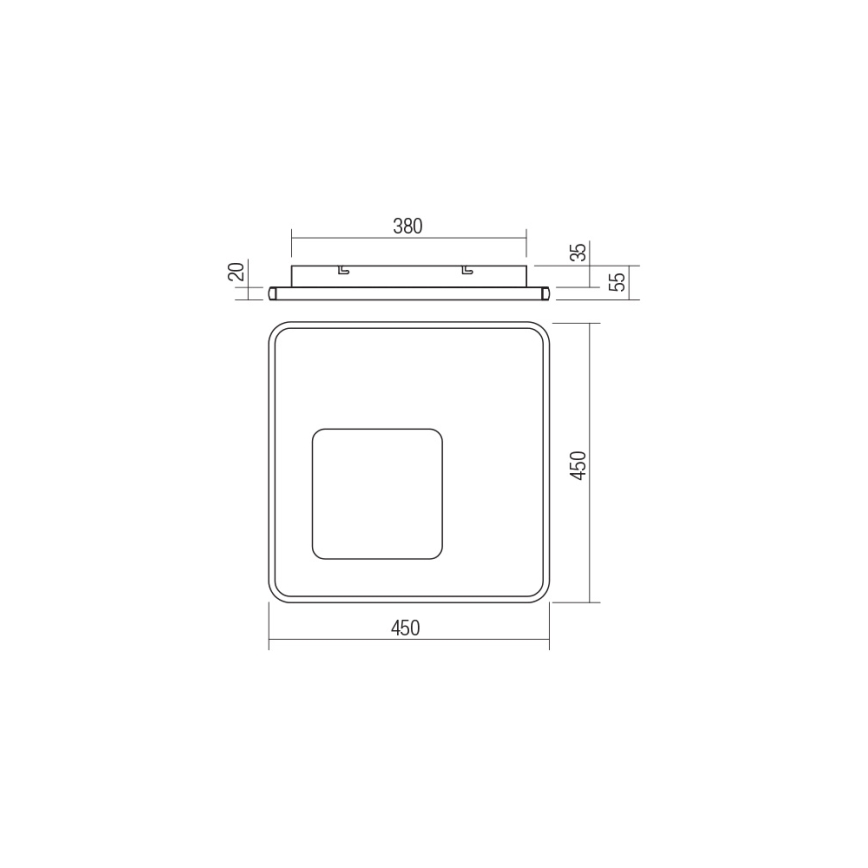 Redo 05-961 - Plafoniera LED dimmerabile SINTESI LED/53W/230V 45x45 cm 3000-6000K + telecomando