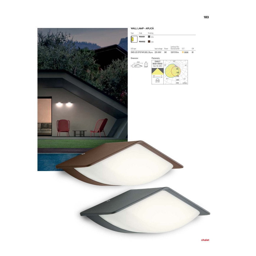 Redo 90002 - Applique murale LED extérieure CHALET 1xLED/8W/230V IP54
