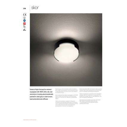 Redo 90006 - LED-Deckenleuchte für den Außenbereich SKOR LED/16W/230V d 25 cm IP54 braun