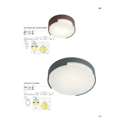 Redo 90006 - LED-Deckenleuchte für den Außenbereich SKOR LED/16W/230V d 25 cm IP54 braun