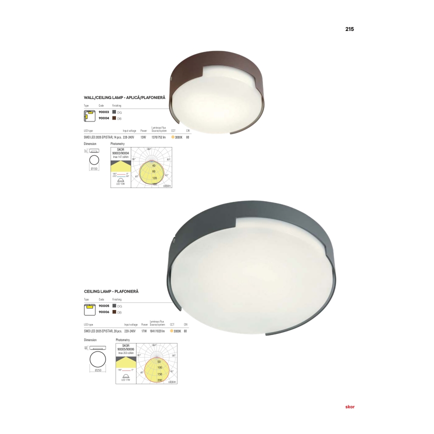 Redo 90006 - LED-Deckenleuchte für den Außenbereich SKOR LED/16W/230V d 25 cm IP54 braun