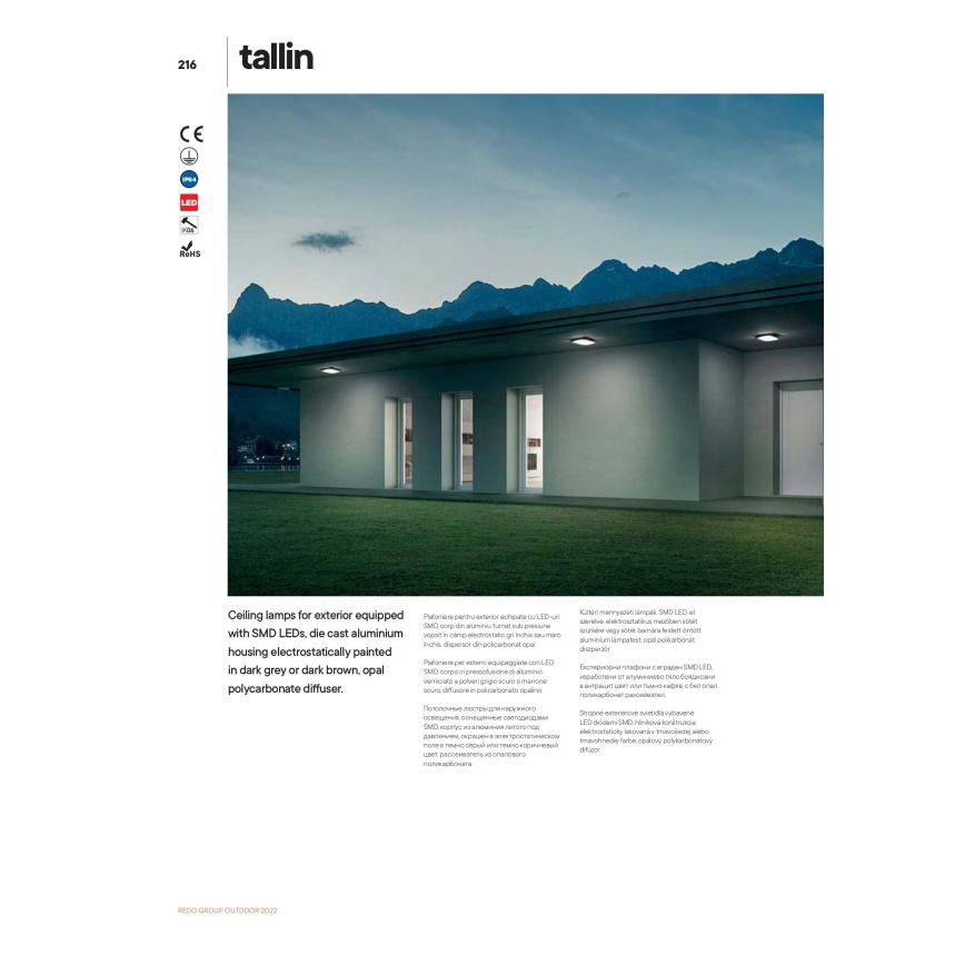 Redo 90008 - LED-Deckenleuchte für den Außenbereich TALLIN LED/21W/230V 24,5x24,5 cm IP54 braun