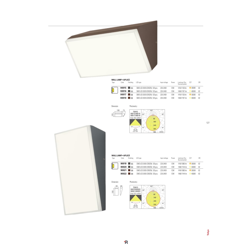 Redo 90019 - LED Applique murale d'extérieur TOKYO LED/12W/230V 3000K IP54 gris
