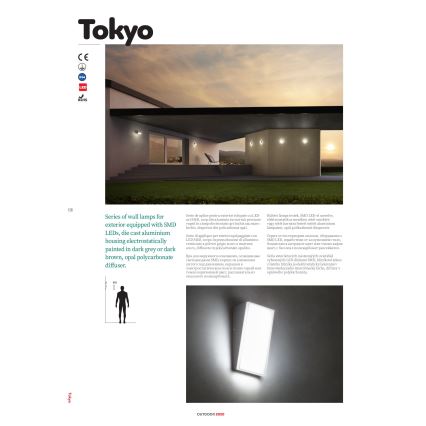 Redo 90021 - LED Applique da esterno TOKYO LED/12W/230V 3000K IP54 marrone