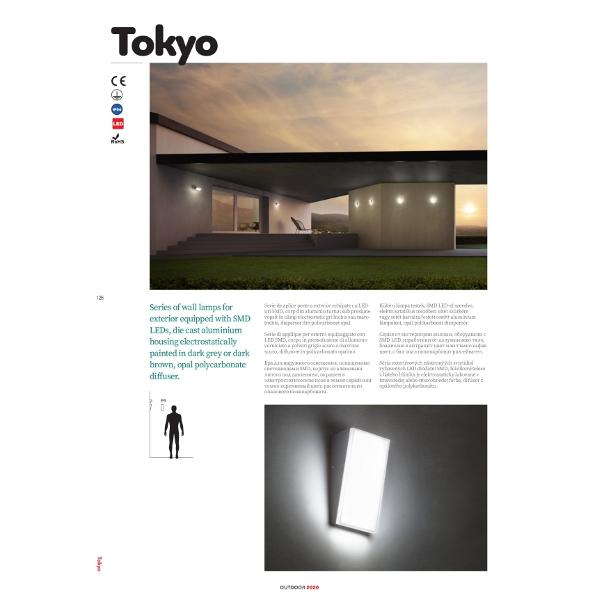 Redo 90021 - LED Applique da esterno TOKYO LED/12W/230V 3000K IP54 marrone