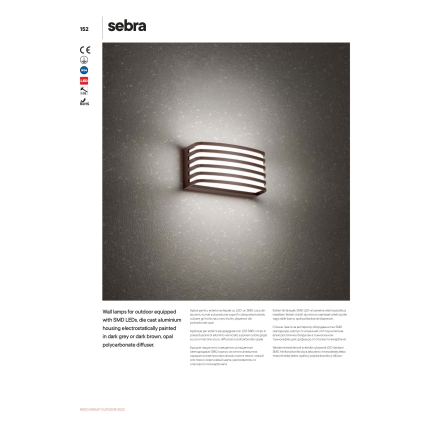 Redo 90038 - Applique murale LED d'extérieur SEBRA LED/15W/230V IP54