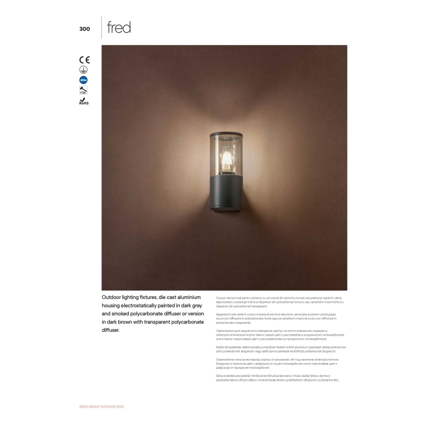 Redo 90047 - Applique murale d'extérieur FRED 1xE27/20W/230V IP54