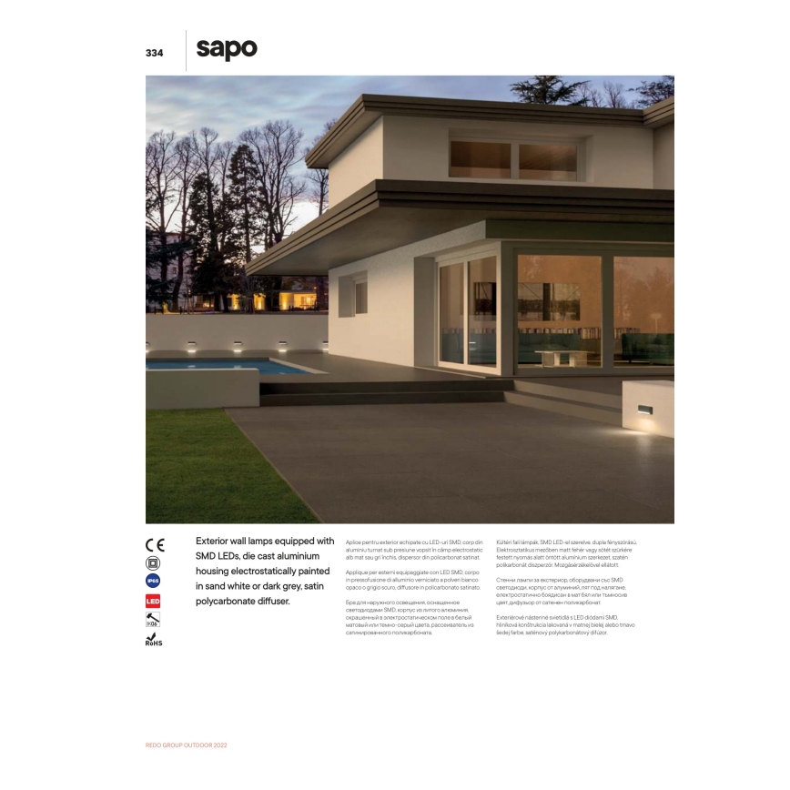 Redo 90072 - Applique murale LED d'extérieur SAPO 1xLED/5W/230V IP65