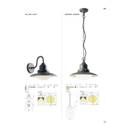 Redo 90094 - Suspension d'extérieur avec chaîne ELIO 1xE27/42W/230V IP44