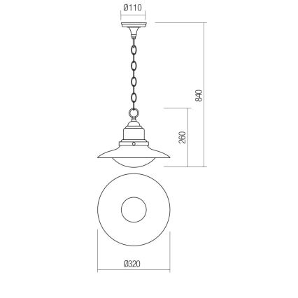 Redo 90094 - Suspension d'extérieur avec chaîne ELIO 1xE27/42W/230V IP44