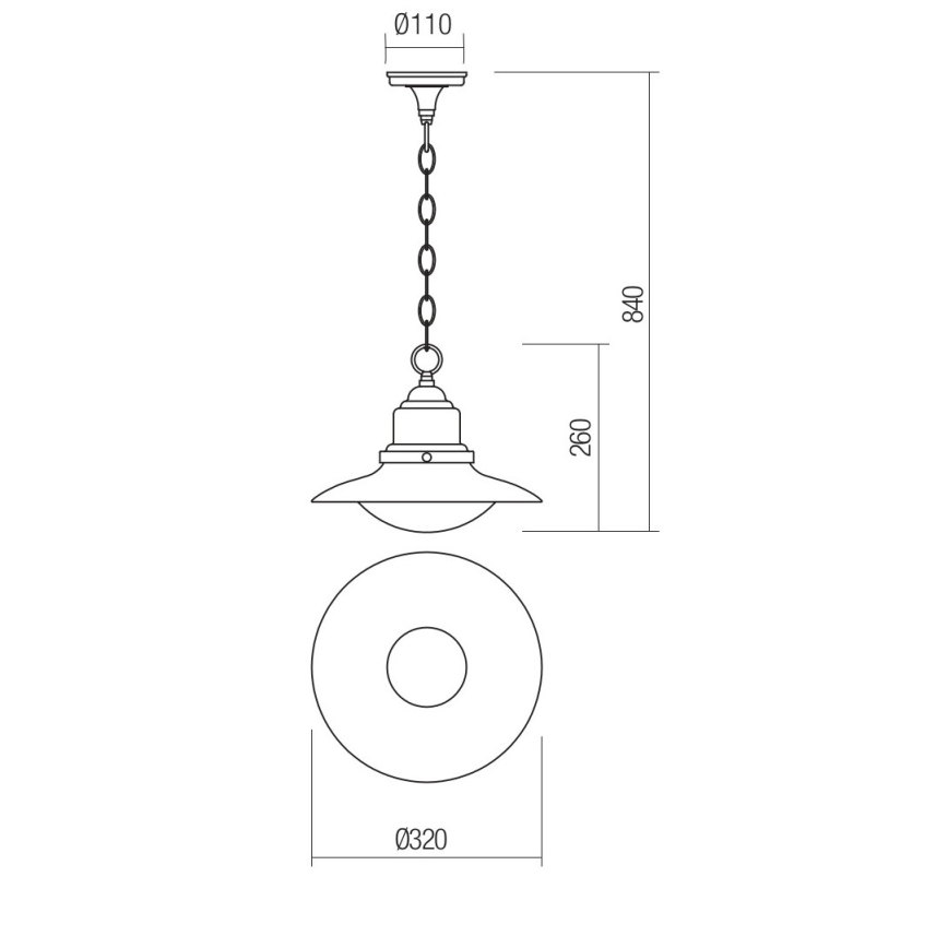 Redo 90094 - Suspension d'extérieur avec chaîne ELIO 1xE27/42W/230V IP44