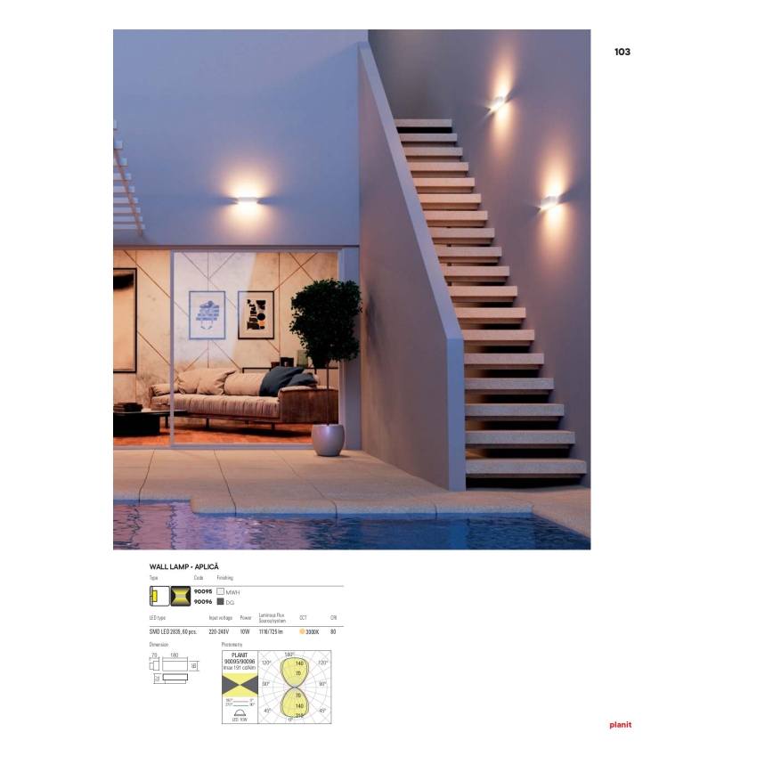 Redo 90095 - Applique murale d'extérieur LED PLANIT LED/10W/230V 3000K IP54 blanche