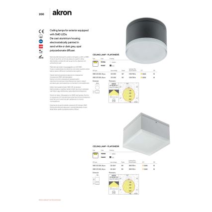 Redo 90107 - Plafonnier d'extérieur AKRON LED/9W/230V Ø 10,8 cm IP54