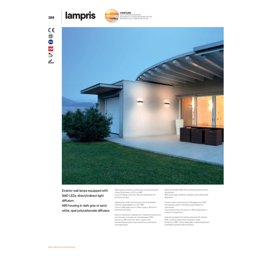 Redo 90154 - LED Außenwandleuchte LAMPRIS LED/12W/230V IP65