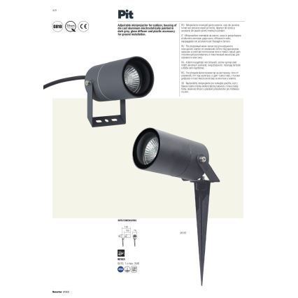 Redo 90183 - Lampadaire d'extérieur PIT 1xGU10/35W/230V IP65