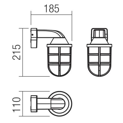 Redo 90206 - Applique da esterno CAGE 1xE27/28W/230V IP44 rame
