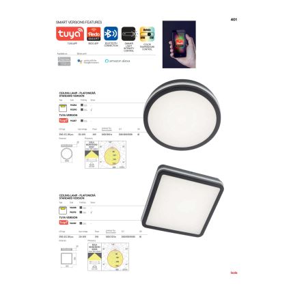 Redo 90290 - LED-Deckenleuchte für den Außenbereich mit Sensor ISOLA LED/24W/230V d 26 cm 3000/4000/6500K IP54 anthrazit