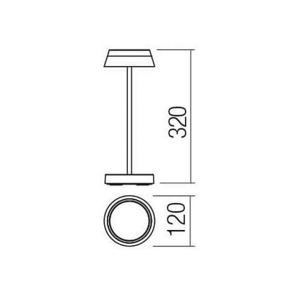 Redo 90308 - Lampe de table tactile à intensité variable ILUNA LED/2,5W/5V 2700-3000K 3000 mAh IP65 marron
