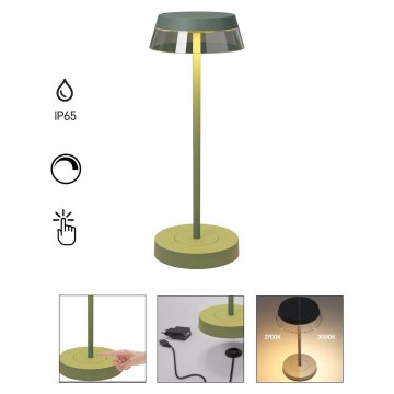 Redo 90309 - Lampada da tavolo LED dimmerabile con funzione Touch ILUNA LED/2,5W/5V 2700-3000K 3000 mAh IP65 verde