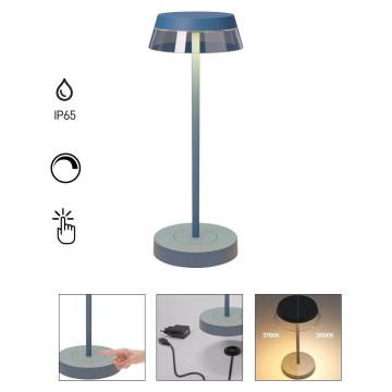 Redo 90310 - Dimmbare LED-Tischlampe mit Touch-Funktion ILUNA LED/2,5W/5V 2700-3000K 3000 mAh IP65 blau