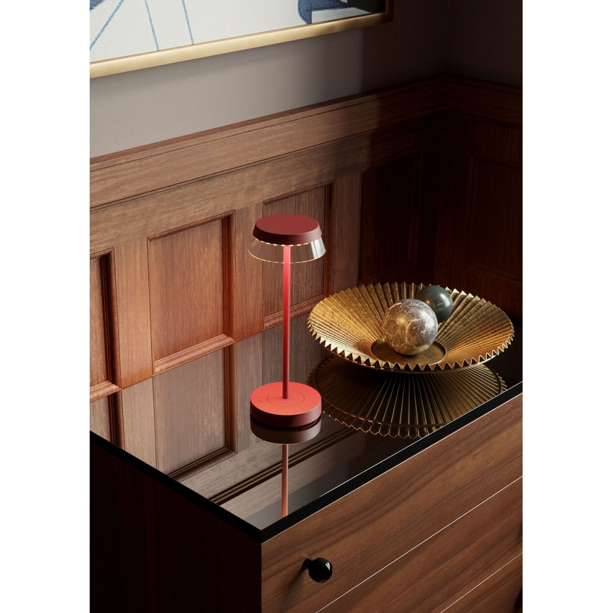Redo 90311- Lampe de table tactile LED à intensité variable ILUNA LED/2,5W/5V 2700-3000K 3000 mAh IP65 rouge