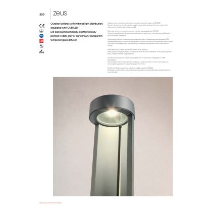 Redo 90366 - Lampe LED d'extérieur ZEUS LED/11,5W/230V 3000K 75 cm IP54 marron