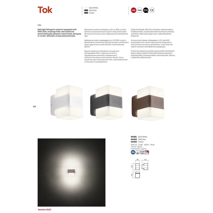 Redo 90492 - Applique murale LED extérieure TOK LED/14,8W/230V IP44 anthracite