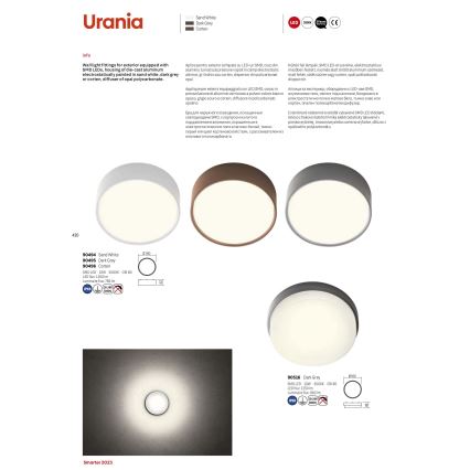 Redo 90516 - LED-Deckenleuchte für den Außenbereich URANIA LED/10W/230V d 16 cm IP65 anthrazit