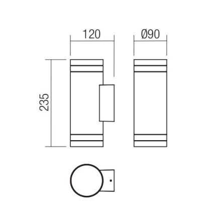 Redo 90518 - Applique murale extérieure CARGO 2xGU10/28W/230V IP54 anthracite