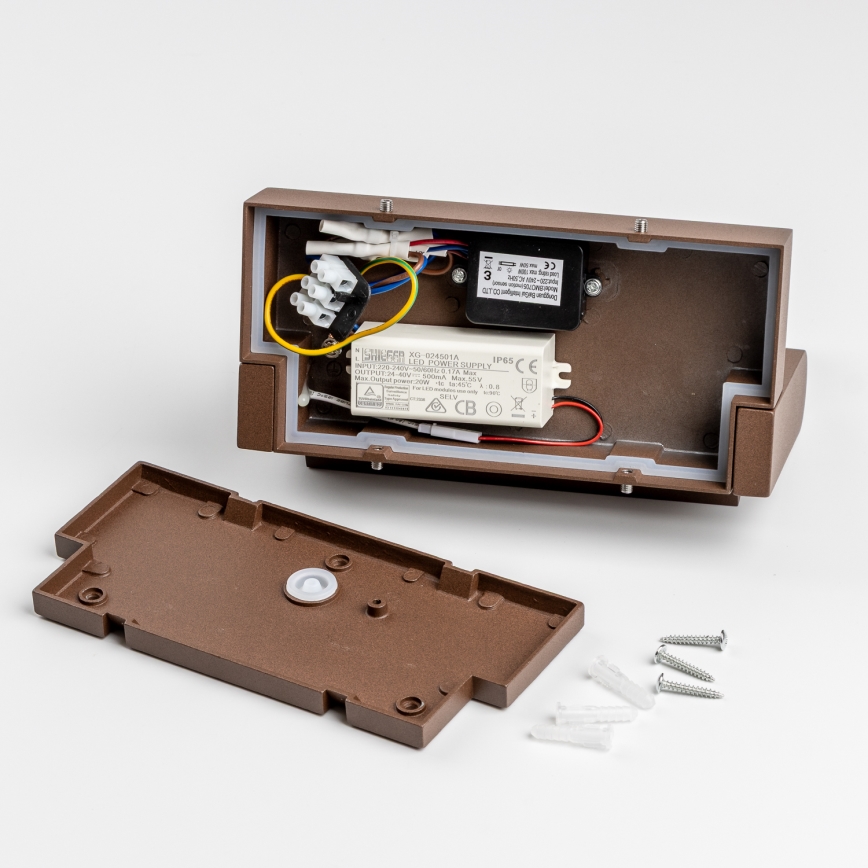 Redo 90588 - Applique murale extérieure avec détecteur FLIP LED/20W/230V CRI 90 3000K IP54 marron