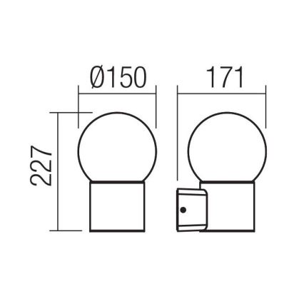 Redo 90640 - Applique murale extérieure BULK 1xE27/28W/230V IP44 anthracite