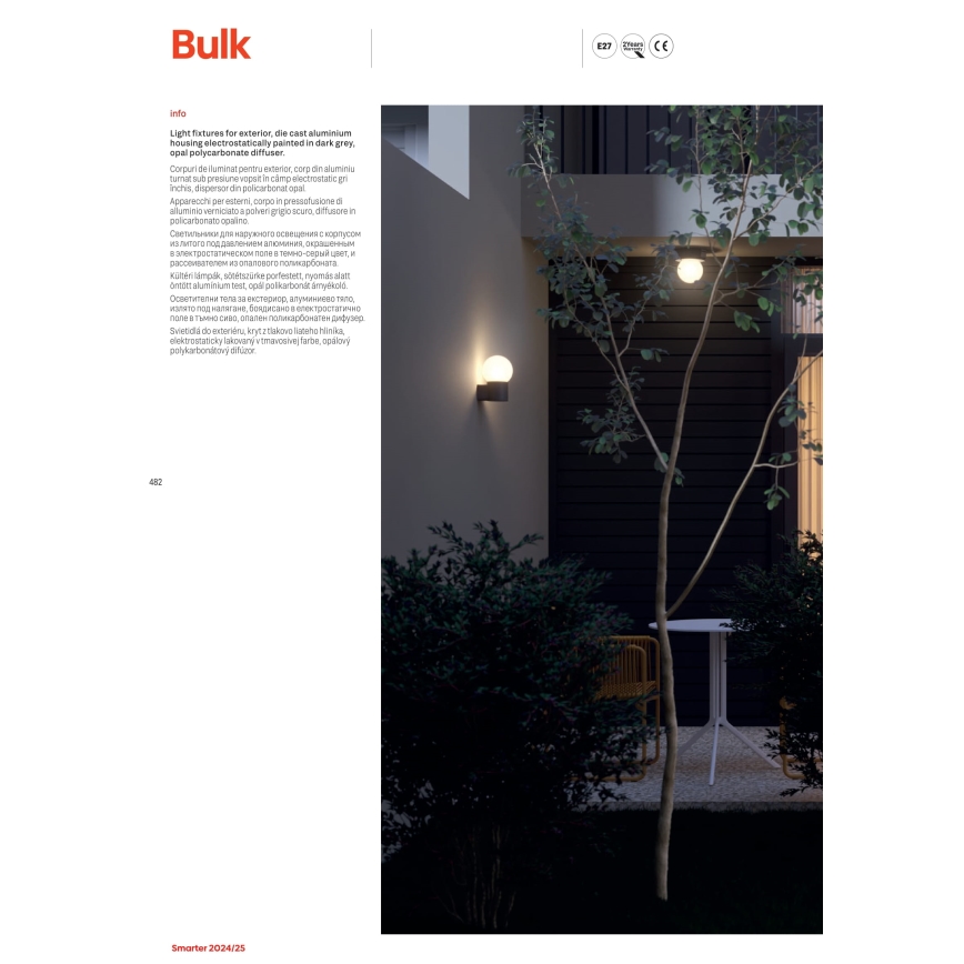Redo 90641 - Outdoor-Deckenleuchte BULK 1xE27/28W/230V IP44 anthrazit