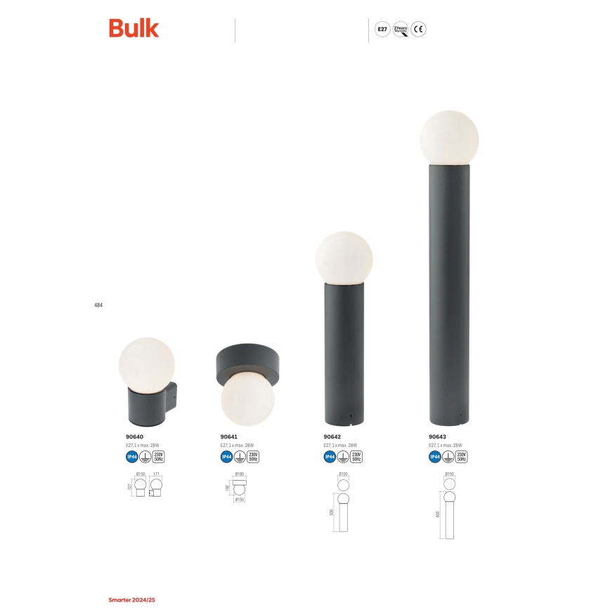 Redo 90643 - Außenleuchte BULK 1xE27/28W/230V 80 cm IP44 anthrazit