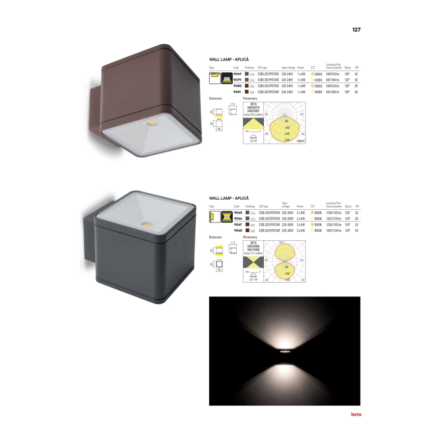 Redo 9065 - Applique da esterno LED BETA 2xLED/6W/230V 3000K IP54 antracite